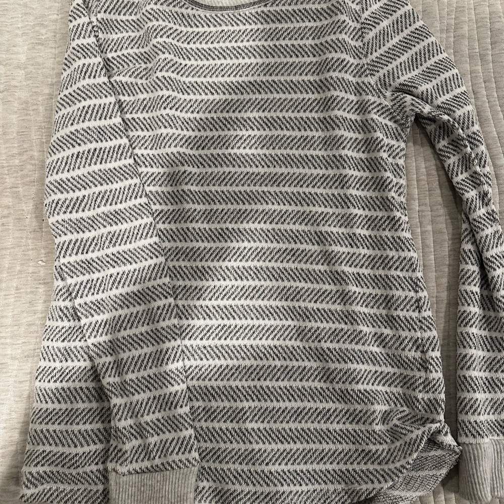 Gray and White Striped Sweater